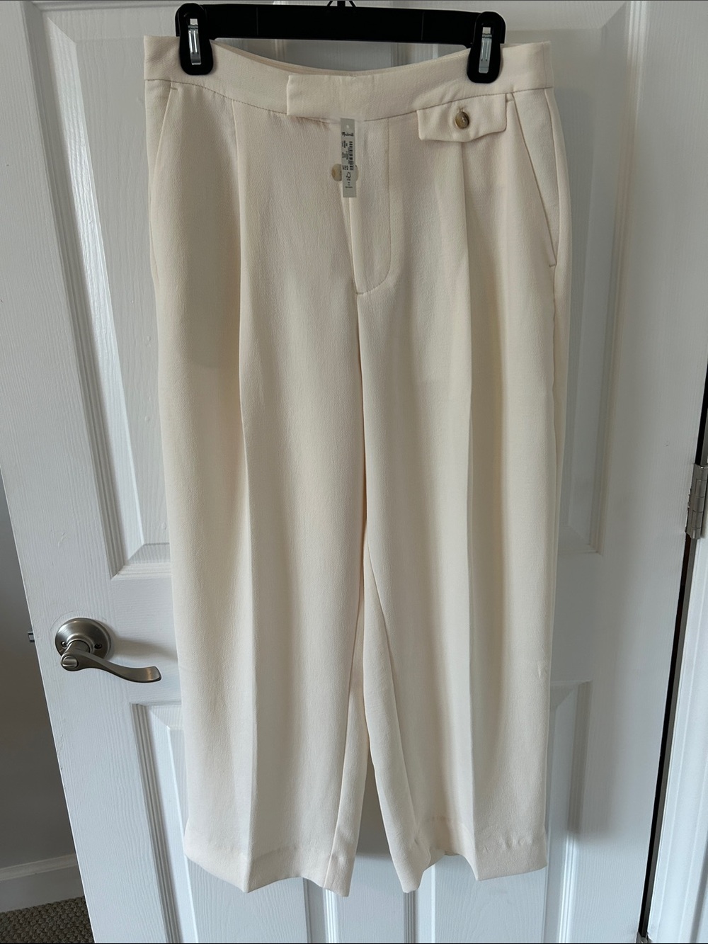 Madewell Ivory Wide-Leg Pleated Trousers